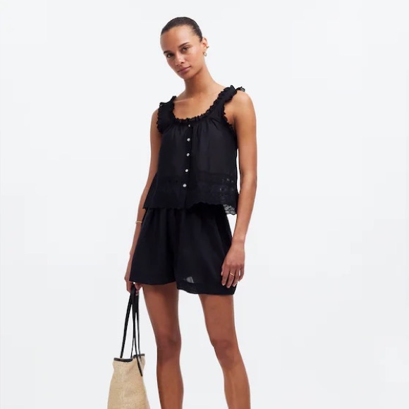 Madewell Embroidered Ruffle-Trim Top - Picture 4 of 9